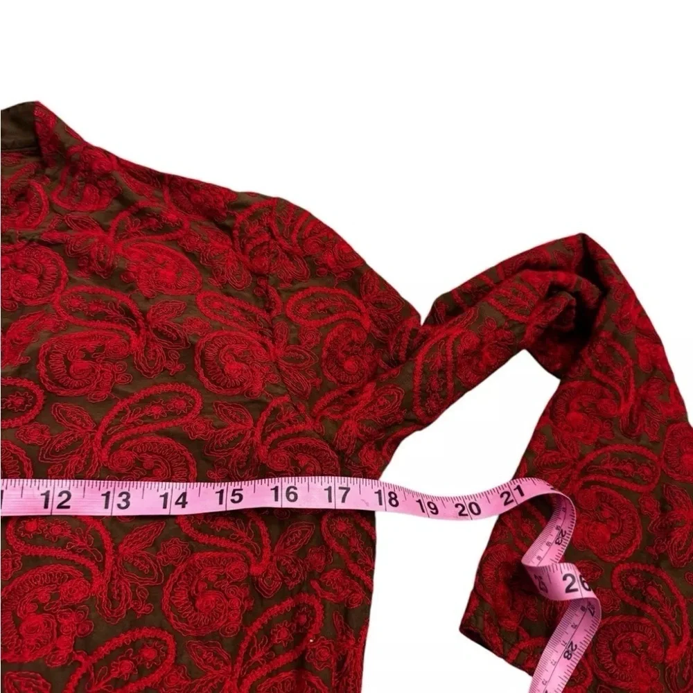 NOS Vintage Johnny Was Paisley Print Tunic Top Red Women’s S Y2K Bohemian Hippie - Picture 6 of 8